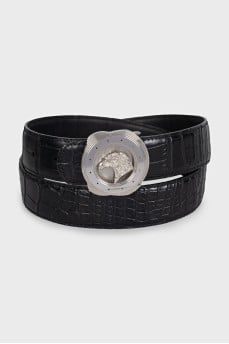 Men's black crocodile leather belt