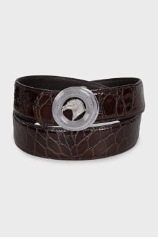 Men's brown crocodile leather belt