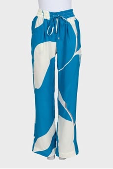 Blue silk trousers
