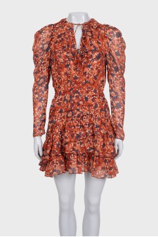 Shiny brown silk dress with tag