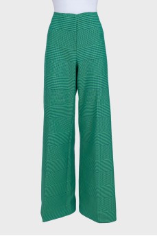 High-waisted wide-leg trousers with a printed pattern
