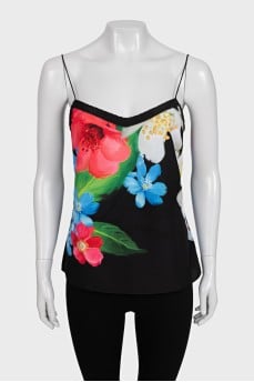 Black T-shirt with floral print