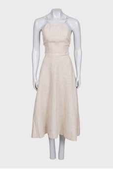 Beige linen tie-up sundress