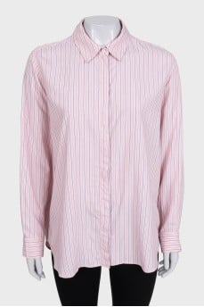 Pink shirt with blue stripes