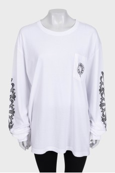 White long sleeve t-shirt with print