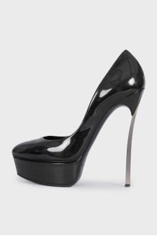 Black shiny patent leather shoes