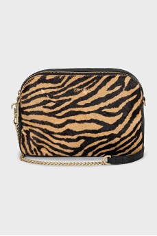 Animal print leather crossbody