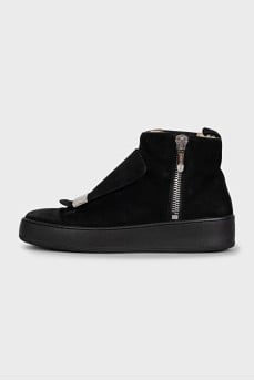 Suede boots with silver decor