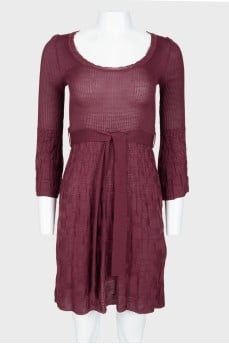 Bordeaux dress with belt
