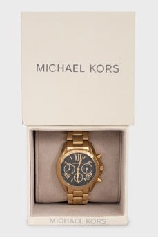 Gold watch with black dial