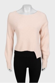 Wool and cashmere jumper with an asymmetrical hem