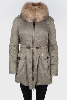 Down jacket fur collar green