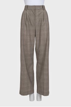 Wide-leg trousers with a checkered print