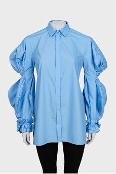 Straight-cut shirt with voluminous sleeves