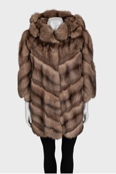 Sable fur coat with short sleeves