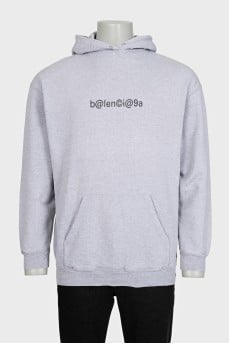 Men's gray hoodie with branded lettering