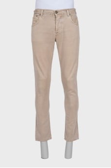 Men's tapered fit jeans in beige