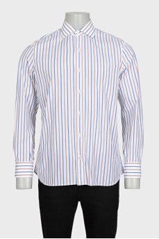Men's white shirt with striped print