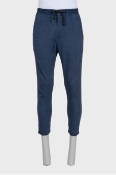 Men's dark blue straight-leg trousers
