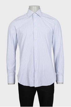 Men's white shirt with blue stripes