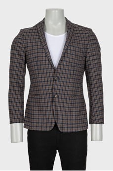 Men's checkered button-down jacket