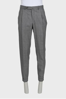 Men's grey tapered wool trousers