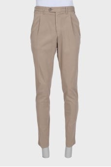 Men's beige straight-leg trousers