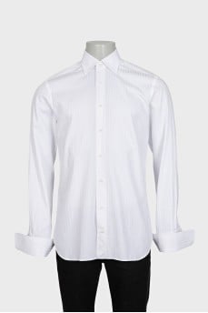 Men's white straight-cut button-down shirt