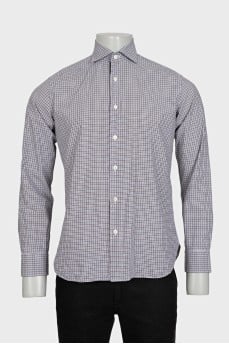 Men's straight shirt with a plaid print