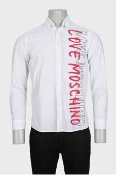 Men's white shirt with a signature print