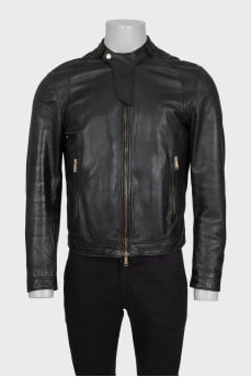Men's leather jacket decorated with perforations