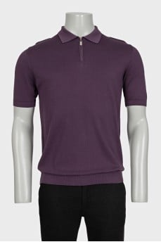 Men's purple polo shirt with a zipper