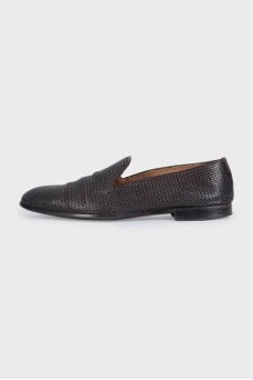Men's brown woven leather shoes