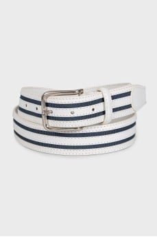 Men's white leather belt