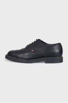 Men's insulated black leather shoes