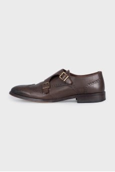 Men's brown leather brogues with buckles