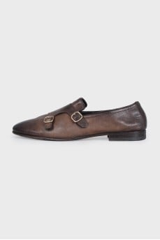 Men's distressed leather monk shoes