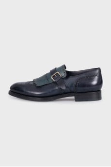 Men's blue leather brogues