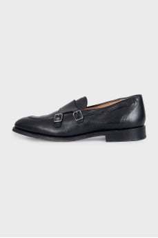 Men's black loafers with buckles