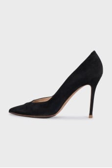 Black suede pumps