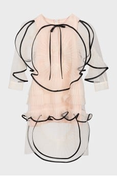 Beige dress with voluminous tulle decoration