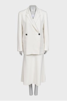 White suit with a skirt, jacket and vest