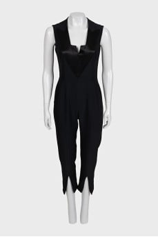 Jumpsuit with slit trousers