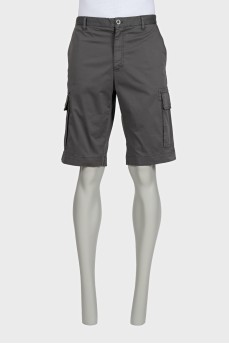 Men's gray shorts with patch pockets