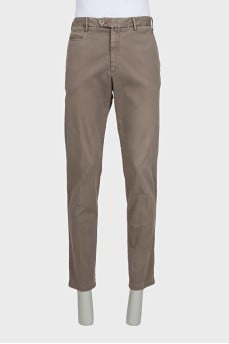 Men's straight-leg gray trousers