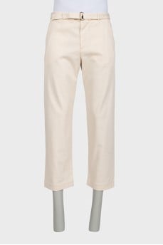 Men's straight-cut trousers with a belt