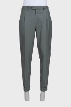 Men's gray trousers with cuffs