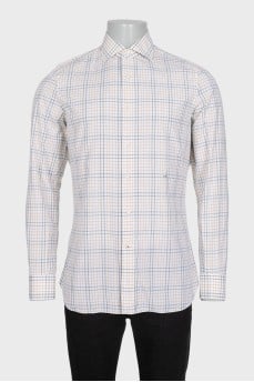 Men's straight shirt in a colorful check pattern
