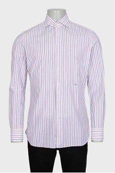 Men's straight shirt with two-tone stripes