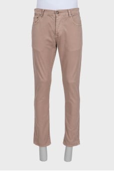 Men's brown button-down jeans